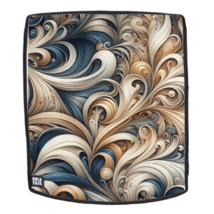 Barockes Wirbelmuster in Blau und Gold Rucksack