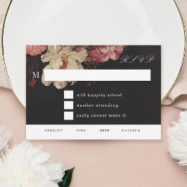 Barockfarbene Blumen RSVP Karte