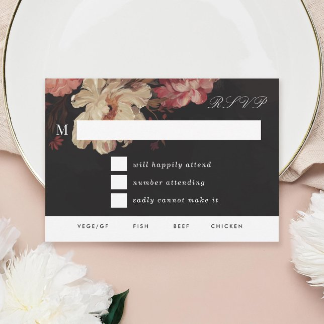 Barockfarbene Blumen RSVP Karte (Von Creator hochgeladen)