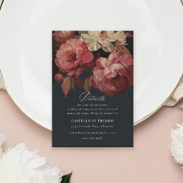 Barockfarbene Blumenhochzeit Begleitkarte