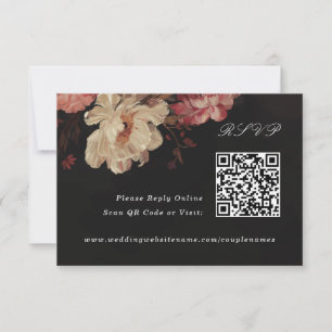Barockfarbene Blumenmuster Online QR-Code RSVP Karte