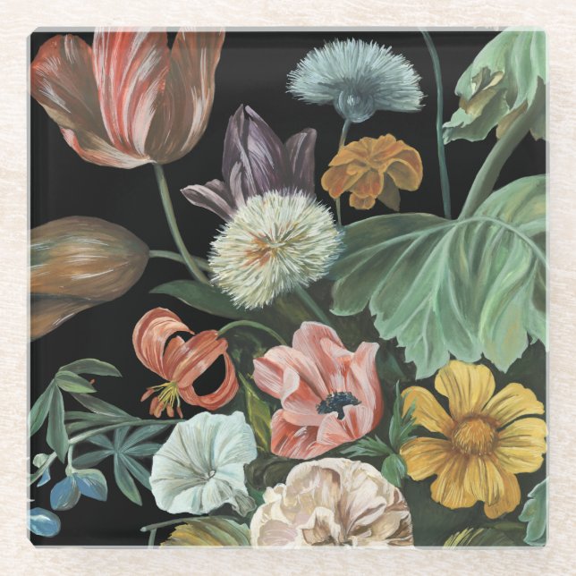 Barockfloral - Bouquet der Blume Glasuntersetzer (Vorderseite)