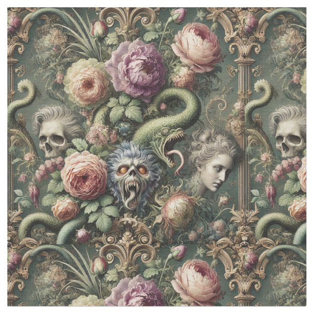 Barockgrenzen - Klassische gotische Fliesen Stoff (Nahaufnahme)