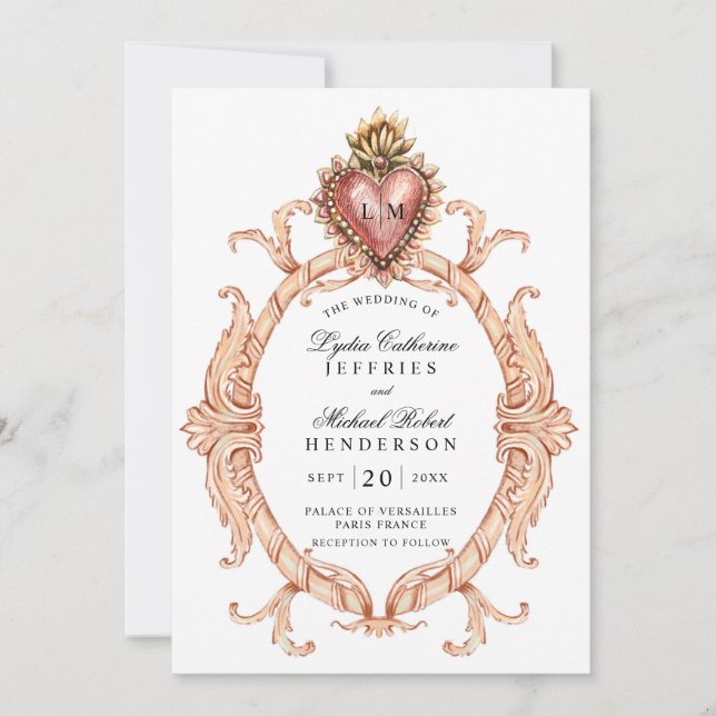 Barockhochzeit des Heiligen Herzens Einladung (Vorderseite)