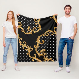 Barockmuster goldene Fleecedecke