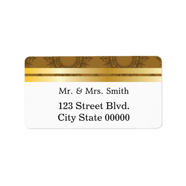 Barockmuster mit Goldbarren 3 Adressaufkleber (Vorne)