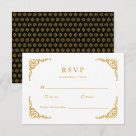 Barockrahmen Royal Black and Gold Ornamental RSVP Karte