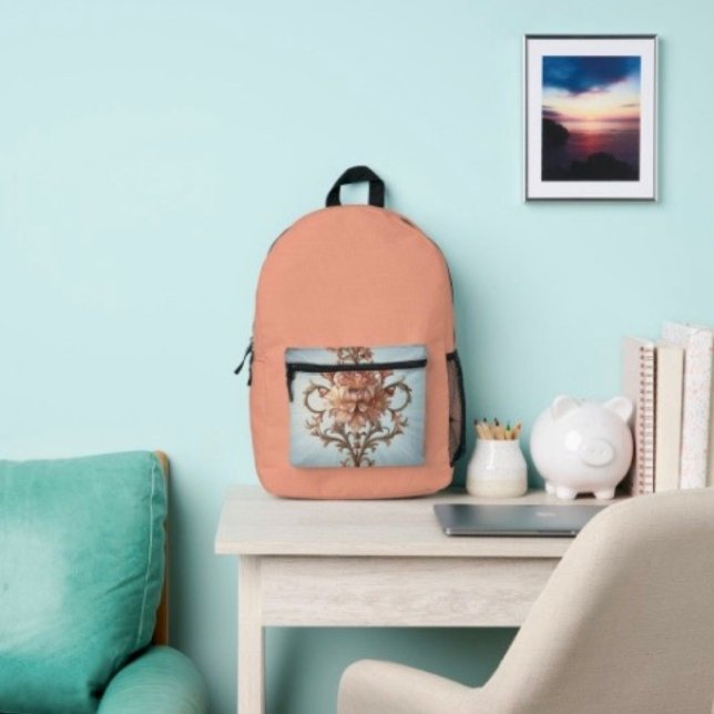 Barockrose   bedruckter rucksack (Backpack  — 100% polyester, black laminated lining 100% cotton web hand. Made in the USA.
)