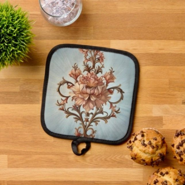 Barockrose Topflappen (Pot Holder Full rubber protection cover no slip silicon hanging loop. )