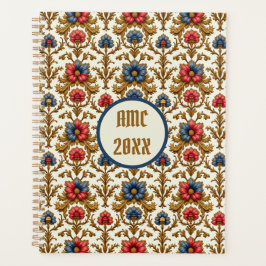 Barockrot-Blau- und Gold-Blume Planer