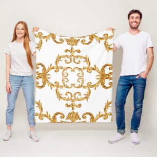Barockschmuck mit goldenem Muster Fleecedecke