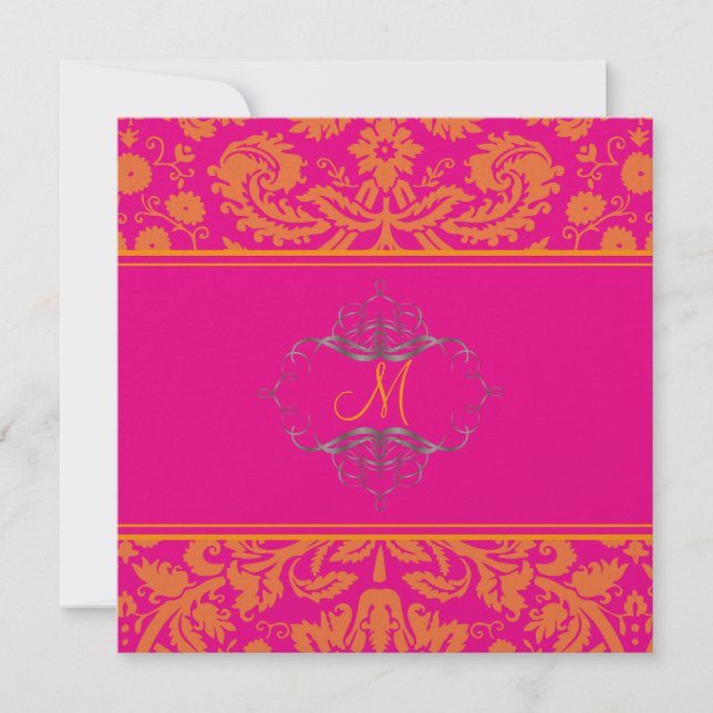 Barockspitzendampfer/orange/rosa/Einladungen Einladung (Vorderseite)