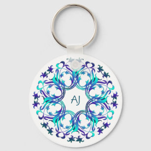 Barockstil Blumendesign Klassischer Rundsticker Schlüsselanhänger