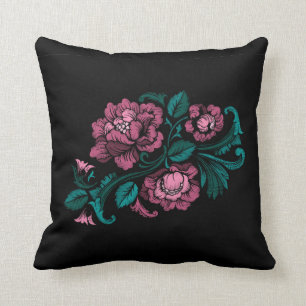 Barockstil Stickereien Rosa Aquamarine Blütenfarbe Kissen