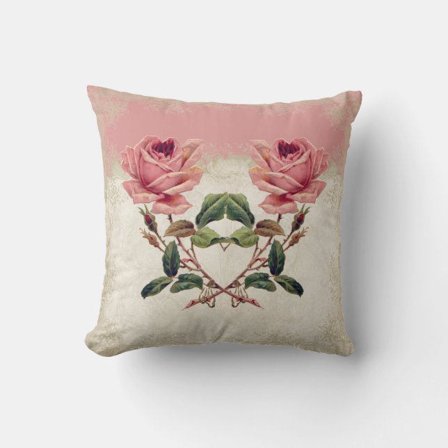 Barockstil Vintage Rose Lace Kissen (Vorderseite)