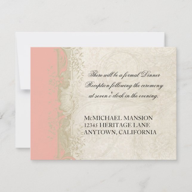 Barockstil Vintage Rose Lachs Einladung (Vorderseite)