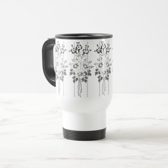 Barocktapete Blume Reisebecher (Vorderseite Links)