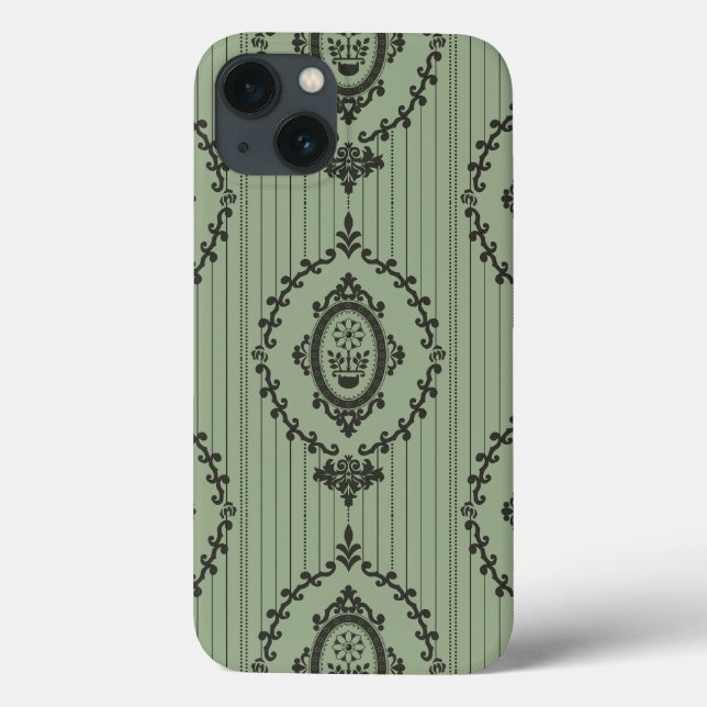 Barocktapete in Grün Case-Mate iPhone Hülle (Rückseite)