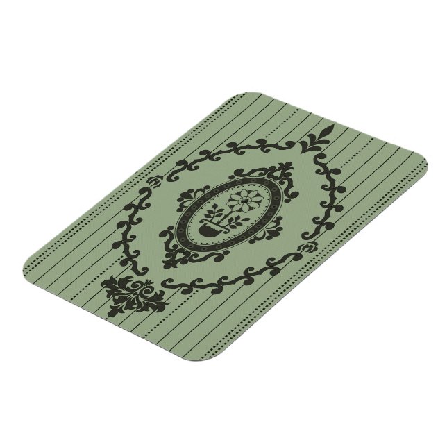 Barocktapete in Grün Magnet (Linke Seite)