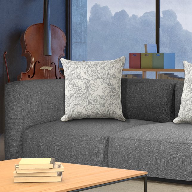 Baroque Acanthus Leaf Gray Kissen (Von Creator hochgeladen)