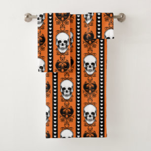Baroque Crâne Motif Orange Noir