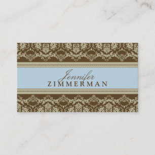 Baroque Damask Designer Carte de visite :: bleu b