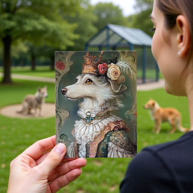 Baroque Dog Royal King Portrait Design Postkarte (Von Creator hochgeladen)