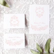 Baroque Dusty Pink Elegante Namenskarte für falten