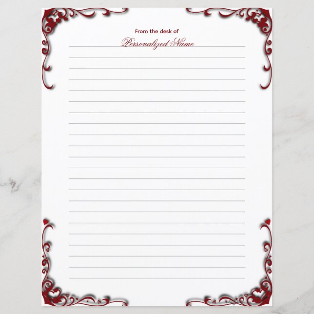 Baroque Elegance Lined Paper Sheet (Vorderseite)