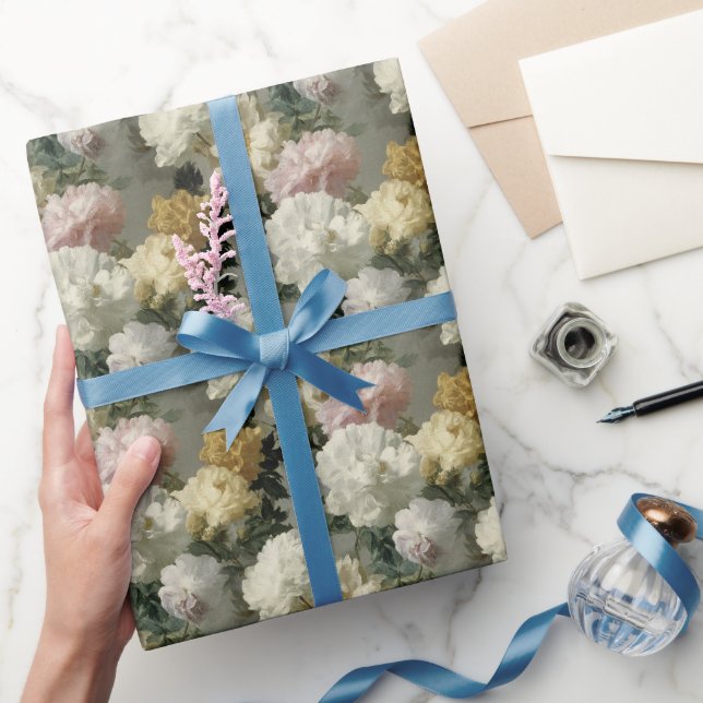 Baroque Elegante Pastel Blume Geschenkpapier (Schenken)