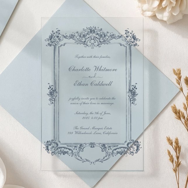 Baroque Frame Elegant Wedding Acrylic Invitation (Créateur téléchargé)