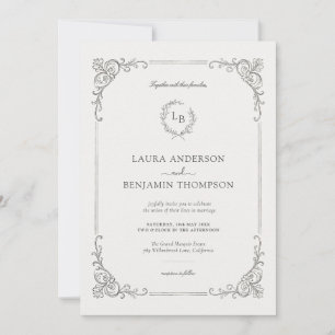 Baroque Frame Laurel Wreath Elegante Hochzeit Einladung