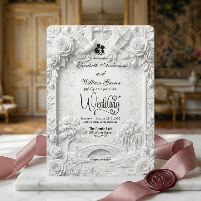Baroque Garden Romance Wedding Ceremony Einladung (Von Creator hochgeladen)