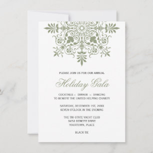 Baroque Jade Ornamental Holiday Gala Einladung