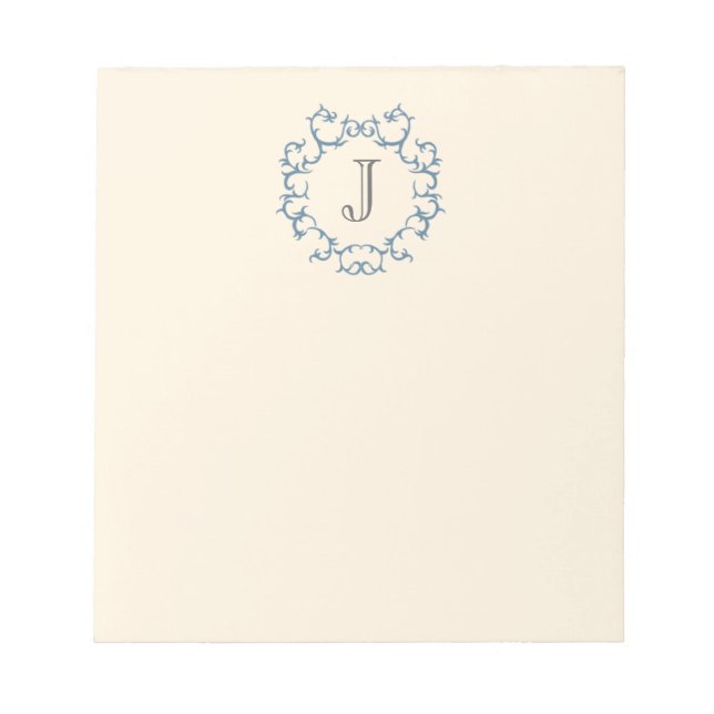 Baroque Monogram - Blau Notizblock (Vorderseite)