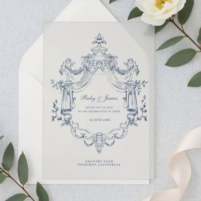 Baroque Ornament Wedding Acrylic Invitation (Créateur téléchargé)