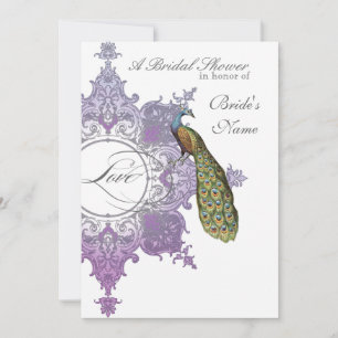 Baroque Peacock Brautparty Einladung - Lila