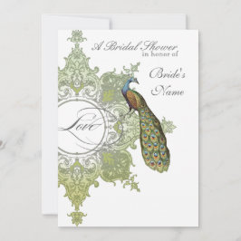 Baroque Peacock Brautparty Einladung Limones Olive