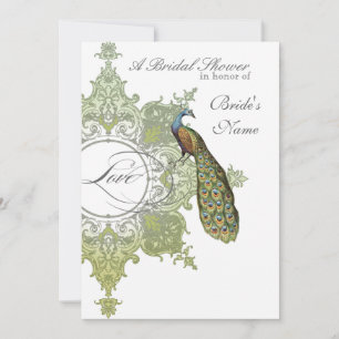 Baroque Peacock Brautparty Einladung Limones Olive