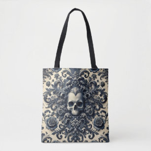 Baroque Punk - Gothic Skull Damask Floral Tasche