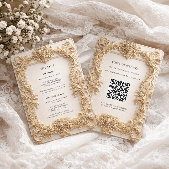 Baroque QR Code Wedding Details Enclosure Card Einladung (Baroque QR Code Wedding Details Enclosure Card)