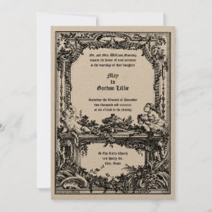 Baroque Rokoko Cherubs Floral Wedelrahmen Einladung