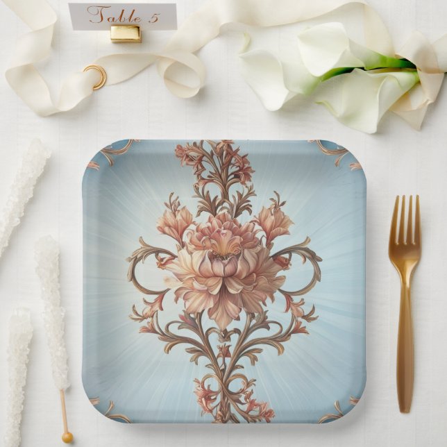 Baroque Rose  Paper Plate Pappteller (Hochzeit)