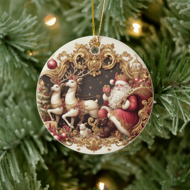 Baroque Santa Claus Keramik Ornament (Baum)
