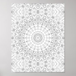 Baroque Scroll work Coloring Page Pattern Artwork Poster