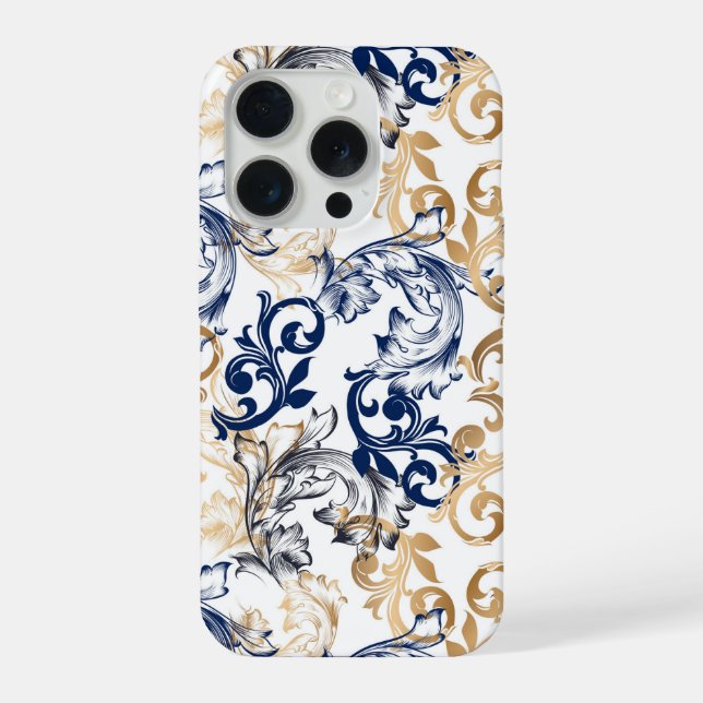 Baroque-Style Retro Classic Pattern  iPhone 15 Pro Hülle (Rückseite)