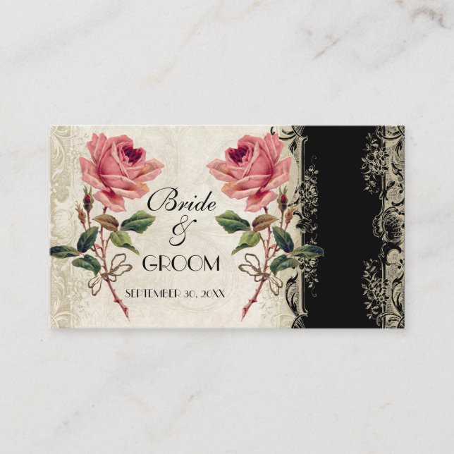 Baroque Style Vintage Rose Carte d'enregistrement  (Devant)