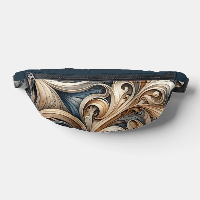Baroque Swirl Pattern in Blue & Gold Bauchtasche (Ablage )