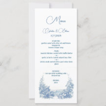 Baroque Typografie Dusty Blue Hochzeitsfeier Menü