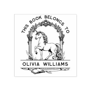 Baroque Unicorn Buchzeichen Briefmarke Gummistempel